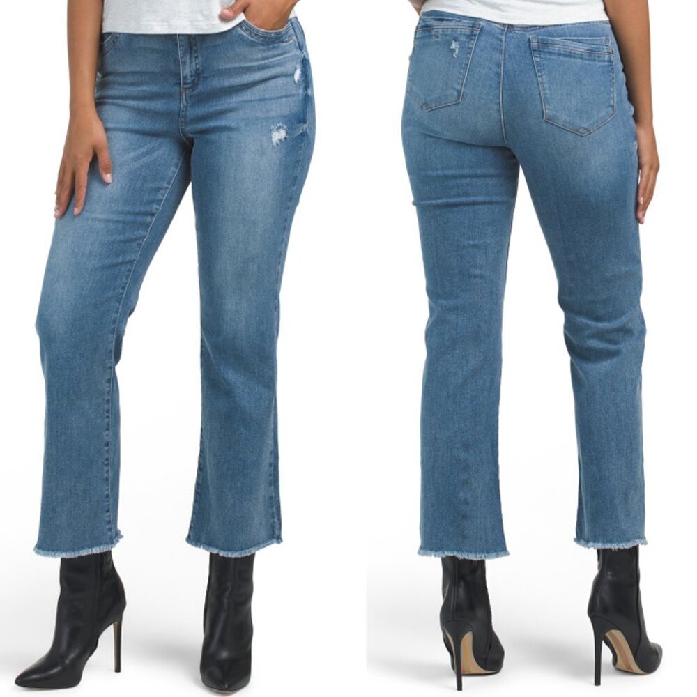 NWT New Democracy Ab Tech High Rise Cropped Itty Bitty Flare Jeans Size 8